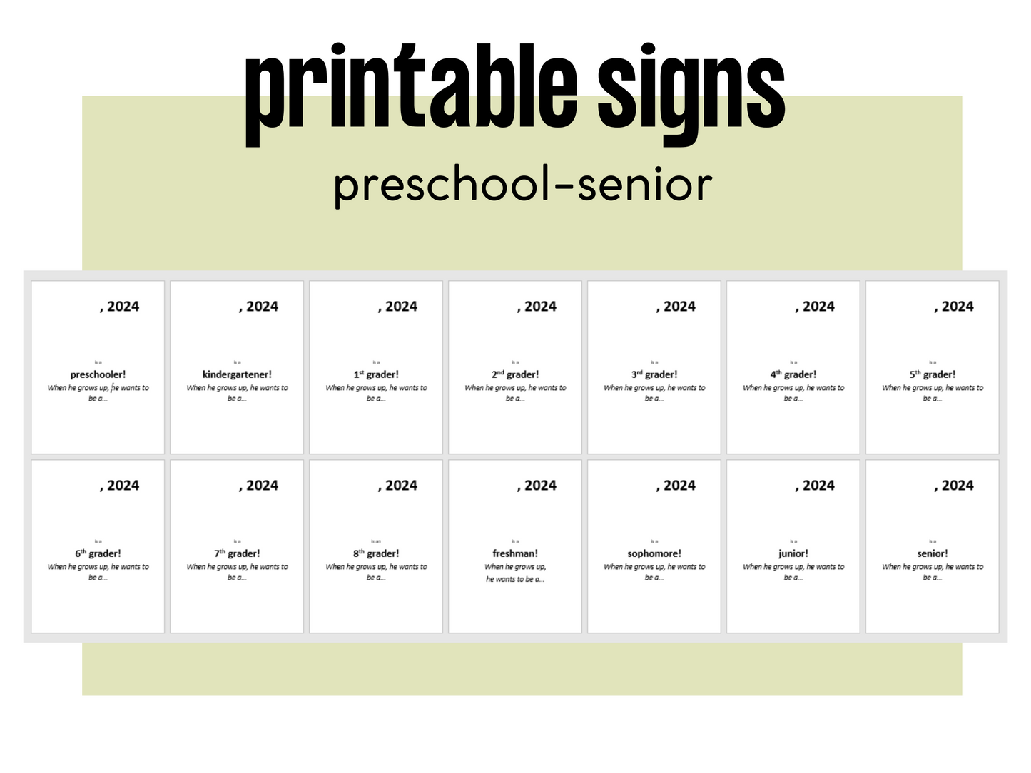 Boy's First Day of School Sign Understated Printable