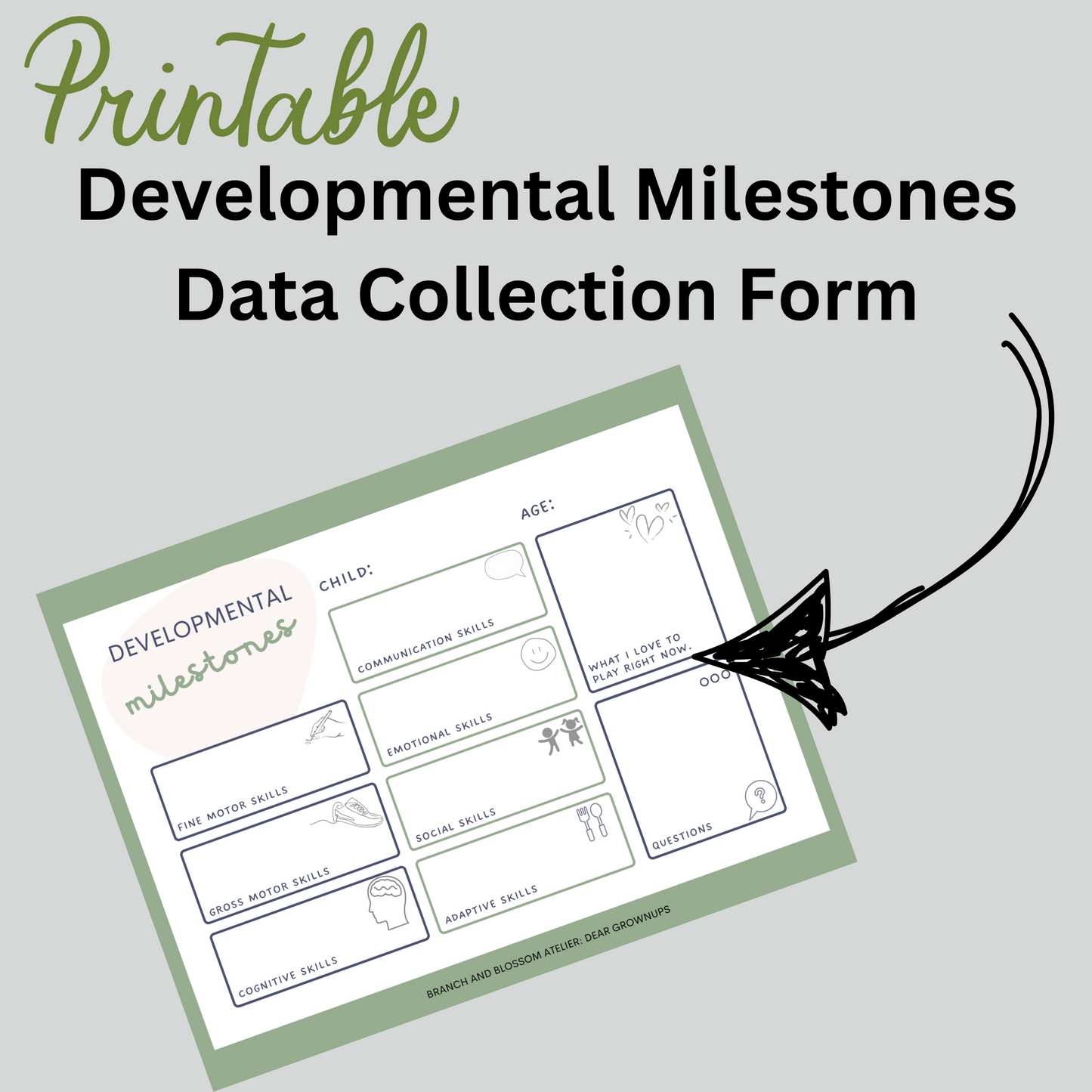 Developmental Milestones Data Collection Printable Form