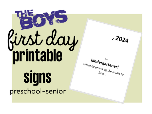 Boy's First Day of School Sign Understated Printable