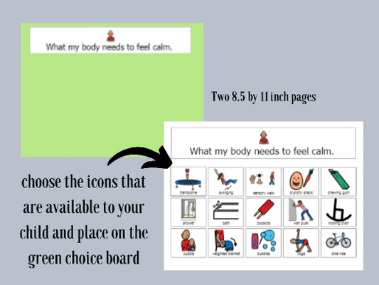 Visual Choice Board for Calming Activities DIGITAL DOWNLOAD